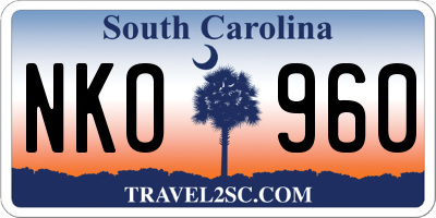 SC license plate NKO960