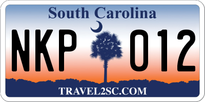 SC license plate NKP012