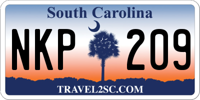 SC license plate NKP209