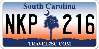 SC license plate NKP216