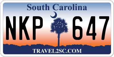 SC license plate NKP647