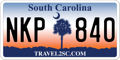 SC license plate NKP840