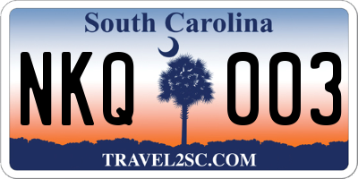 SC license plate NKQ003