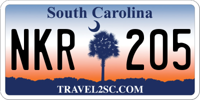SC license plate NKR205