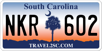 SC license plate NKR602
