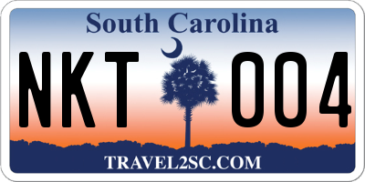SC license plate NKT004