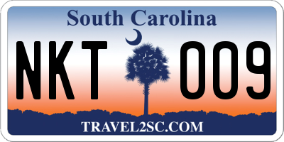 SC license plate NKT009