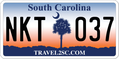 SC license plate NKT037