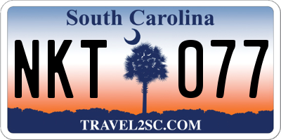 SC license plate NKT077