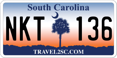 SC license plate NKT136