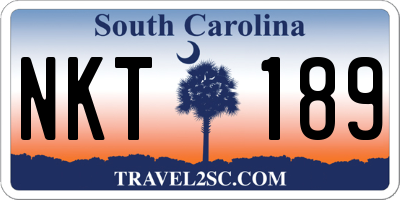 SC license plate NKT189