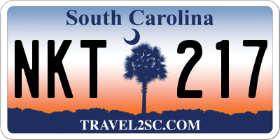 SC license plate NKT217