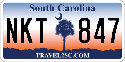 SC license plate NKT847