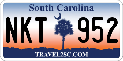 SC license plate NKT952