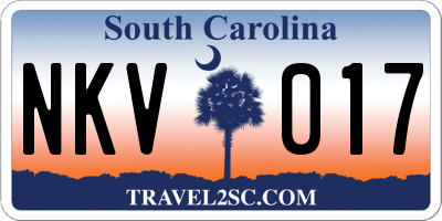 SC license plate NKV017
