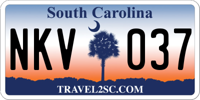 SC license plate NKV037