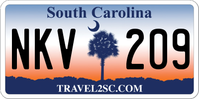 SC license plate NKV209