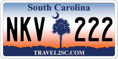 SC license plate NKV222