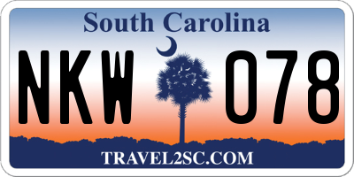 SC license plate NKW078