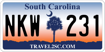 SC license plate NKW231