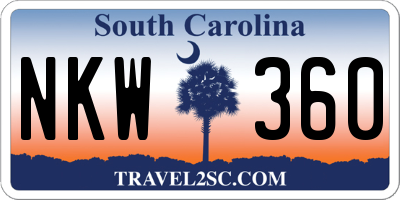 SC license plate NKW360