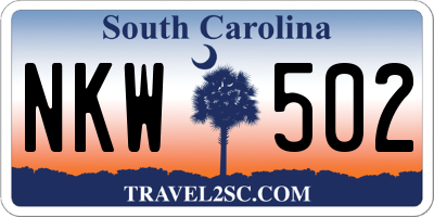 SC license plate NKW502