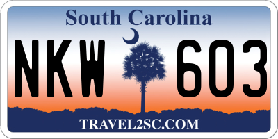 SC license plate NKW603