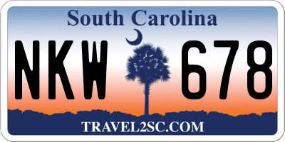 SC license plate NKW678