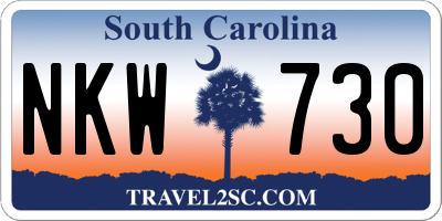SC license plate NKW730