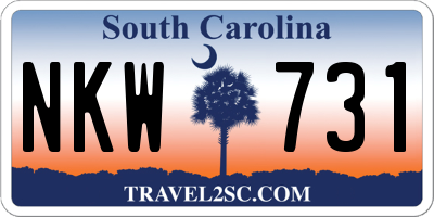 SC license plate NKW731