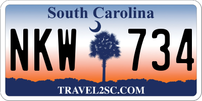 SC license plate NKW734