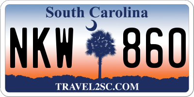 SC license plate NKW860