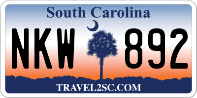 SC license plate NKW892