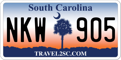 SC license plate NKW905