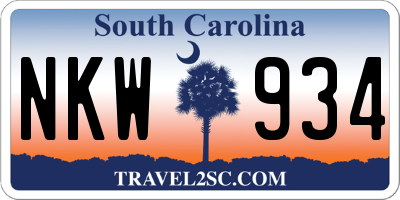 SC license plate NKW934