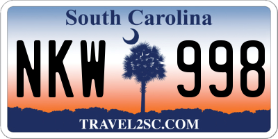 SC license plate NKW998