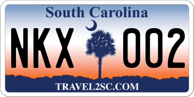 SC license plate NKX002