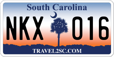 SC license plate NKX016