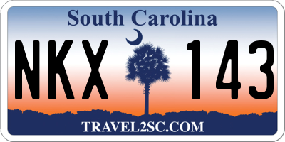 SC license plate NKX143