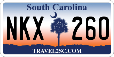 SC license plate NKX260