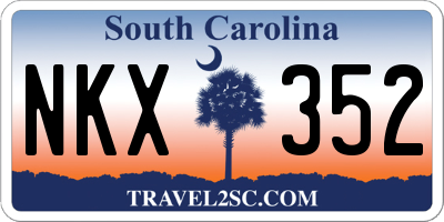 SC license plate NKX352