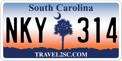 SC license plate NKY314