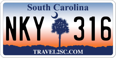 SC license plate NKY316