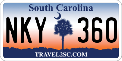 SC license plate NKY360