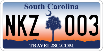 SC license plate NKZ003