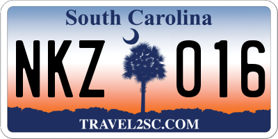 SC license plate NKZ016