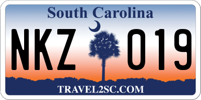 SC license plate NKZ019