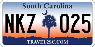 SC license plate NKZ025