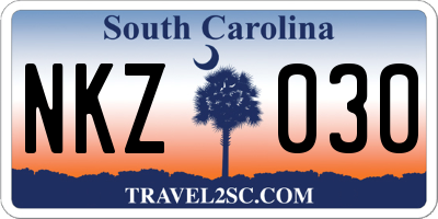 SC license plate NKZ030
