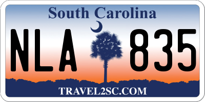 SC license plate NLA835